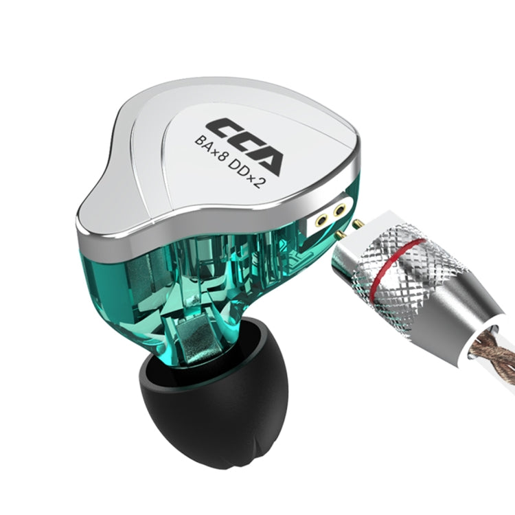 CCA CCA-C10 3.5mm Gold Plated Plug Ten Unit Hybrid Wire-controlled In-ear Earphone, Type:without Mic(Sapphire Cyan)