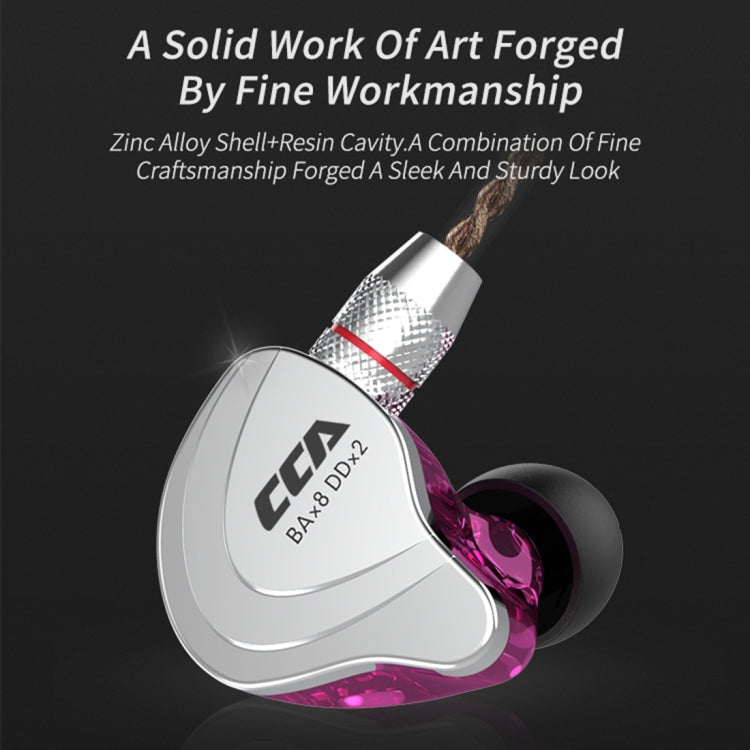 CCA CCA-C10 3.5mm Gold Plated Plug Ten Unit Hybrid Wire-controlled In-ear Earphone, Type:without Mic(Charm Black)