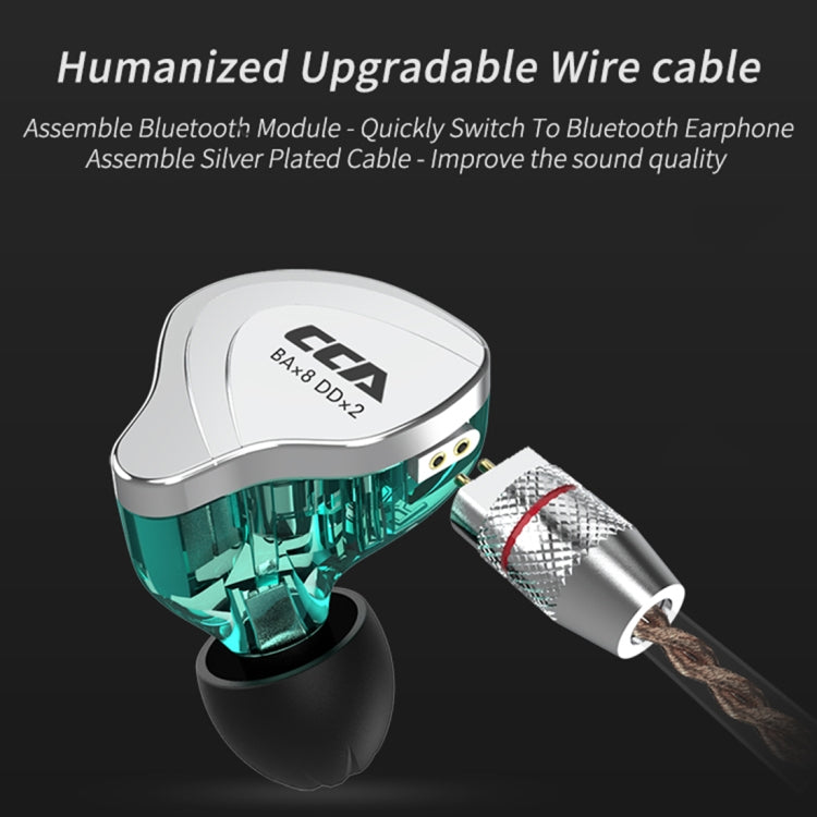 CCA CCA-C10 3.5mm Gold Plated Plug Ten Unit Hybrid Wire-controlled In-ear Earphone, Type:without Mic(Charm Black)