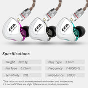 CCA CCA-C10 3.5mm Gold Plated Plug Ten Unit Hybrid Wire-controlled In-ear Earphone, Type:without Mic(Streamer Purple)