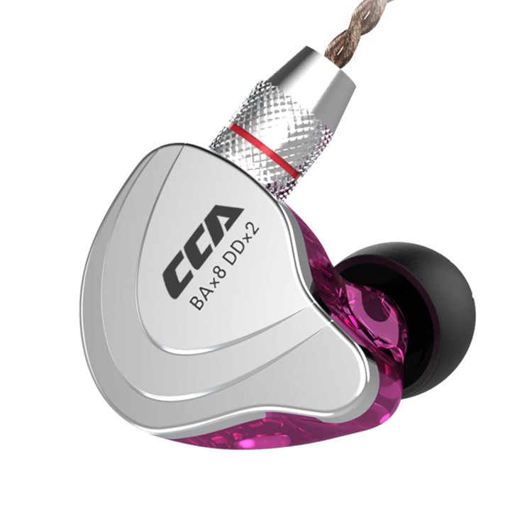 CCA CCA-C10 3.5mm Gold Plated Plug Ten Unit Hybrid Wire-controlled In-ear Earphone, Type:without Mic(Streamer Purple)