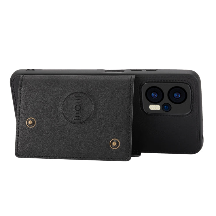 For Xiaomi Redmi Note 12 Turbo/Poco F5 Double Buckle Card Slots Magnetic Phone Case(Black)
