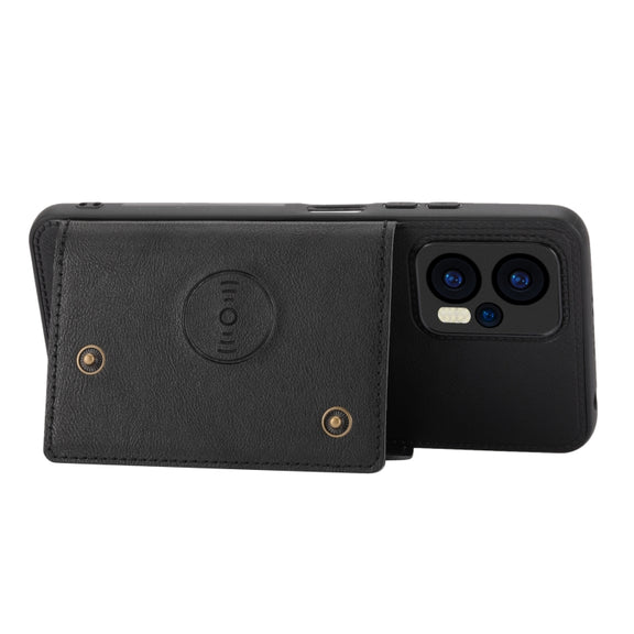 For Xiaomi Redmi Note 12 Turbo/Poco F5 Double Buckle Card Slots Magnetic Phone Case(Black)