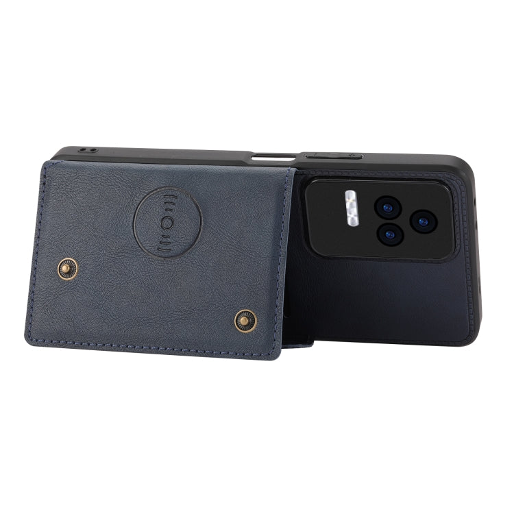 For Xiaomi Redmi K40S / Poco F4 Double Buckle Card Slots Magnetic Phone Case(Blue)