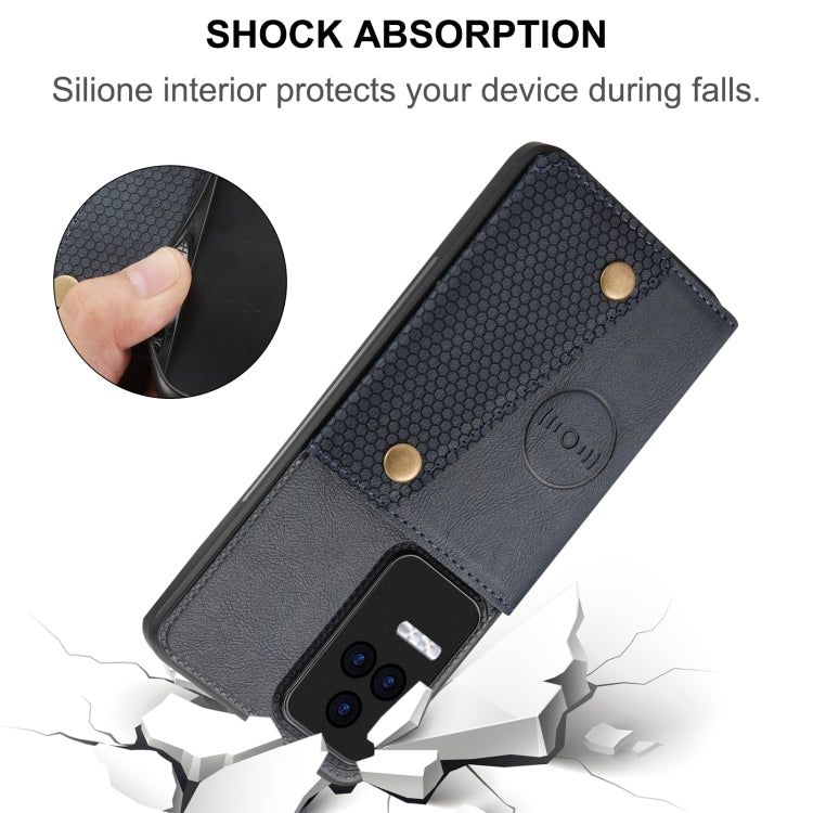 For Xiaomi Redmi K40S / Poco F4 Double Buckle Card Slots Magnetic Phone Case(Blue)