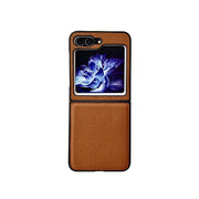 For Samsung Galaxy Z Flip5 Litchi Texture PC +TPU Shockproof Phone Case(Coffee)