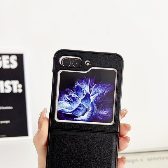 For Samsung Galaxy Z Flip5 Litchi Texture PC +TPU Shockproof Phone Case(Coffee)