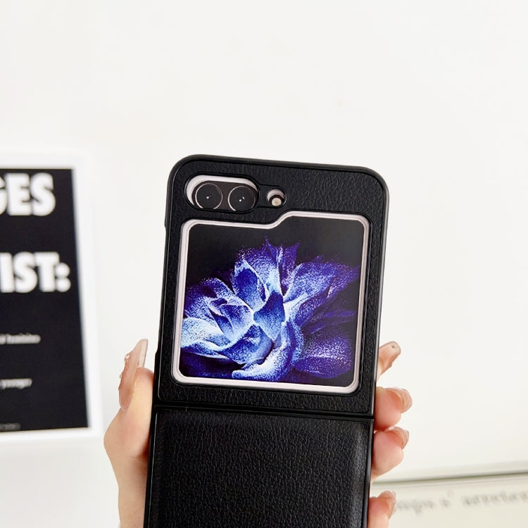For Samsung Galaxy Z Flip5 Litchi Texture PC +TPU Shockproof Phone Case(Coffee)