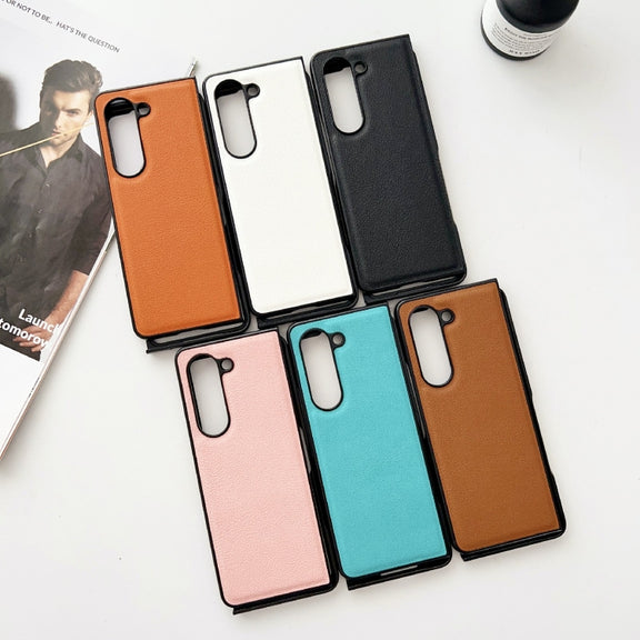 For Samsung Galaxy Z Fold5 Litchi Texture PC +TPU Shockproof Phone Case(Pink)