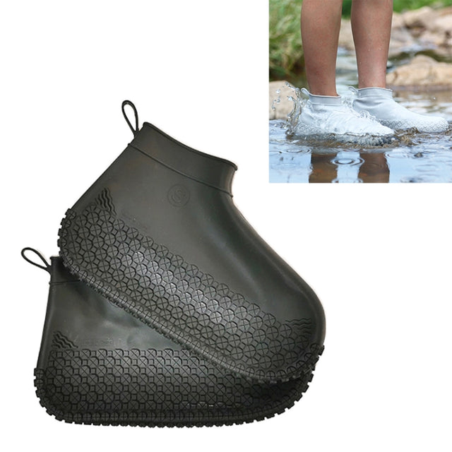 Silicone Non-slip Thickened Wear-resistant Water-resistant Shoe Boots Cover, Size:M(Black)