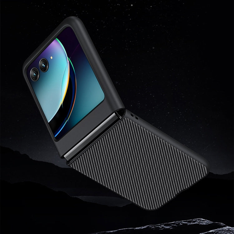 For Motorola Razr 40 Ultra Ultra-thin Carbon Fiber Texture Printing Phone Case(Black Blue)