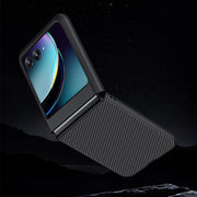 For Motorola Razr 40 Ultra Ultra-thin Carbon Fiber Texture Printing Phone Case(Black Blue)