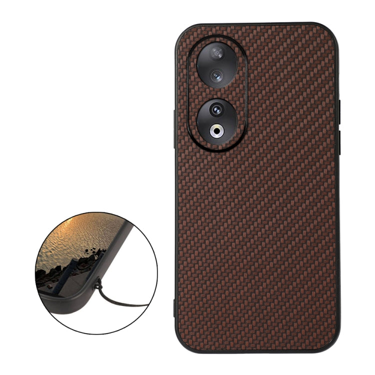 For Honor 90 Carbon Fiber Texture Shockproof Phone Case(Brown)