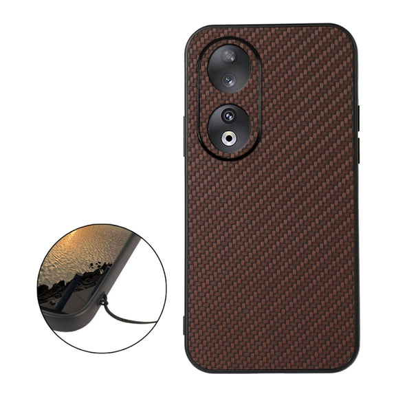 For Honor 90 Carbon Fiber Texture Shockproof Phone Case(Brown)