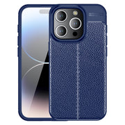 For iPhone 15 Pro Max Litchi Texture Shockproof TPU Phone Case(Blue)