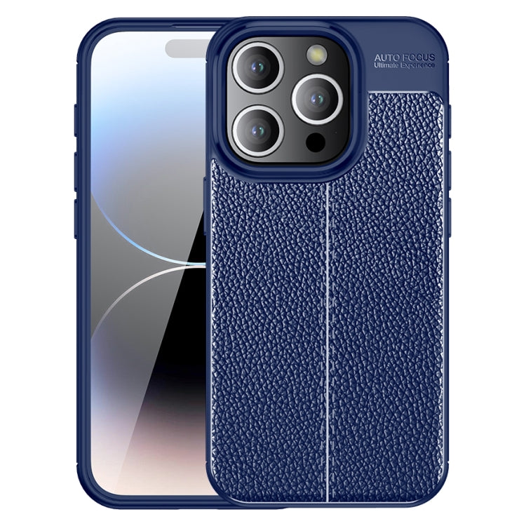 For iPhone 15 Pro Litchi Texture Shockproof TPU Phone Case(Blue)