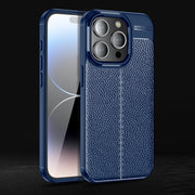 For iPhone 15 Pro Litchi Texture Shockproof TPU Phone Case(Blue)