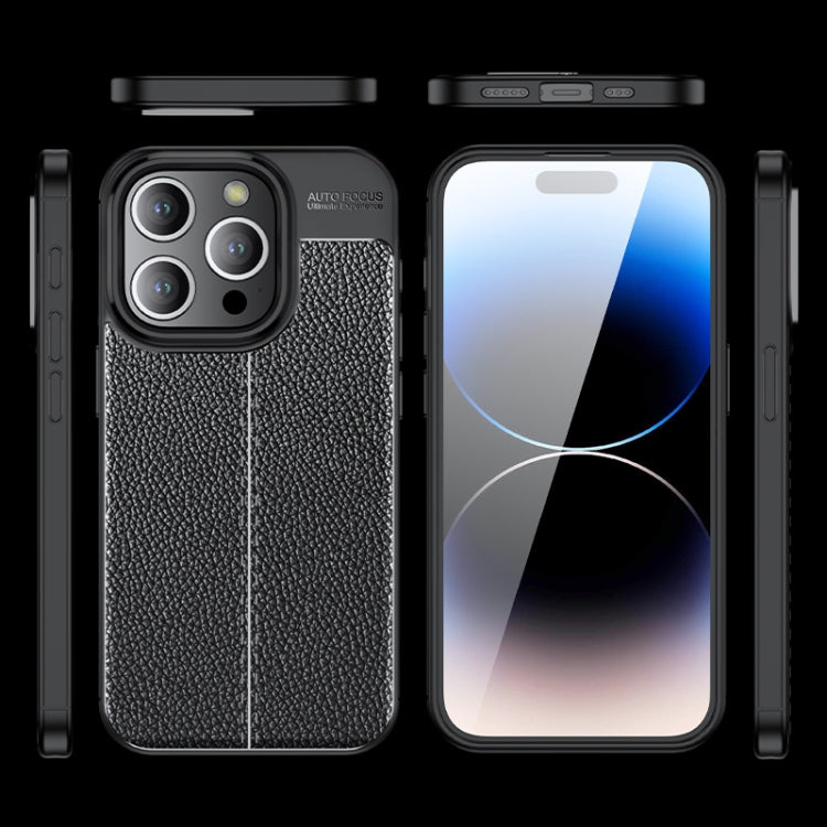 For iPhone 15 Pro Litchi Texture Shockproof TPU Phone Case(Blue)