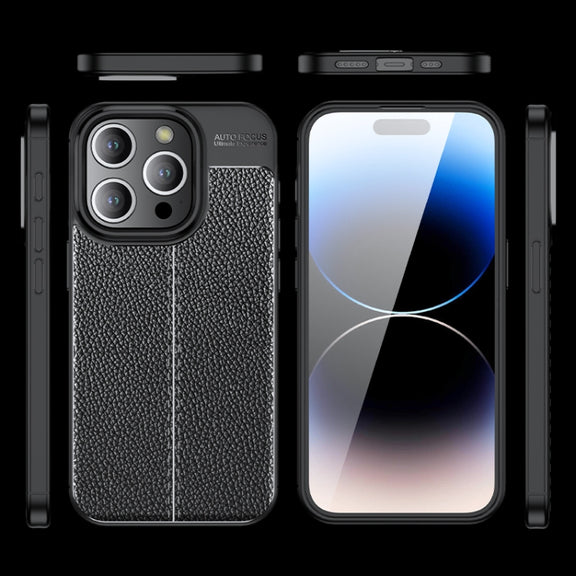 For iPhone 15 Pro Litchi Texture Shockproof TPU Phone Case(Blue)