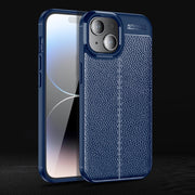 For iPhone 15 Plus Litchi Texture Shockproof TPU Phone Case(Blue)
