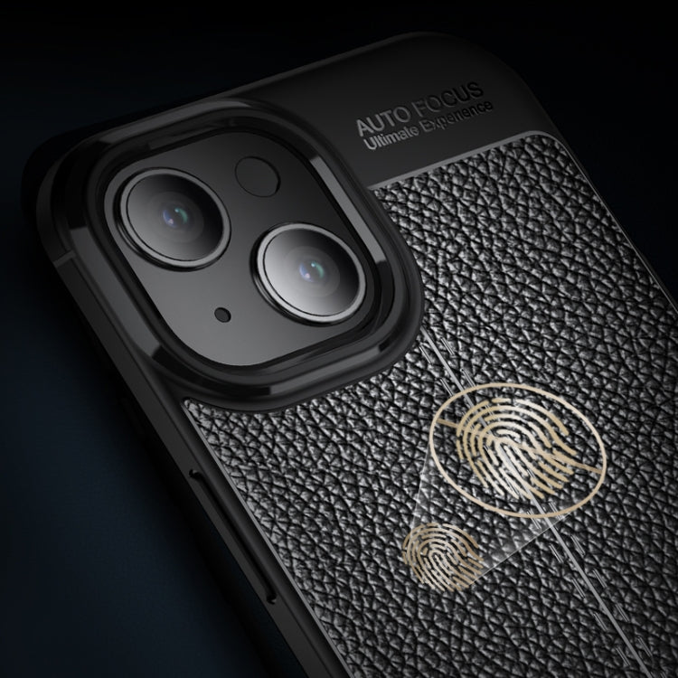 For iPhone 15 Plus Litchi Texture Shockproof TPU Phone Case(Blue)
