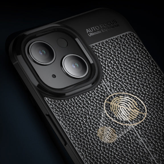 For iPhone 15 Plus Litchi Texture Shockproof TPU Phone Case(Blue)