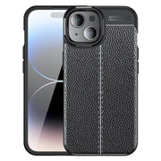 For iPhone 15 Litchi Texture Shockproof TPU Phone Case(Black)