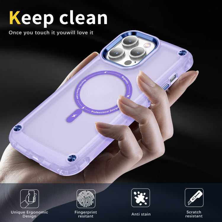 For iPhone 12 / 12 Pro Skin Feel TPU + PC MagSafe Magnetic Phone Case(Transparent Purple)