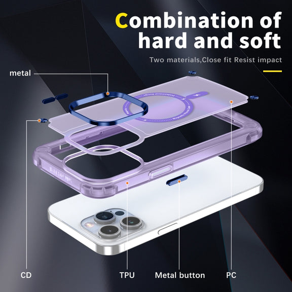 For iPhone 12 / 12 Pro Skin Feel TPU + PC MagSafe Magnetic Phone Case(Transparent Purple)