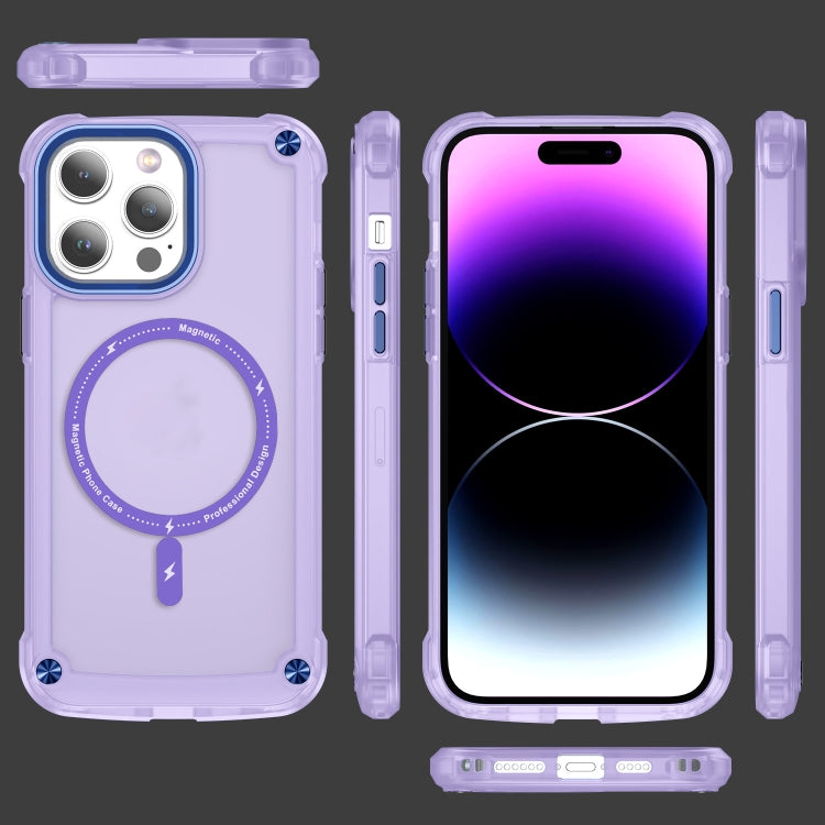 For iPhone 12 / 12 Pro Skin Feel TPU + PC MagSafe Magnetic Phone Case(Transparent Purple)