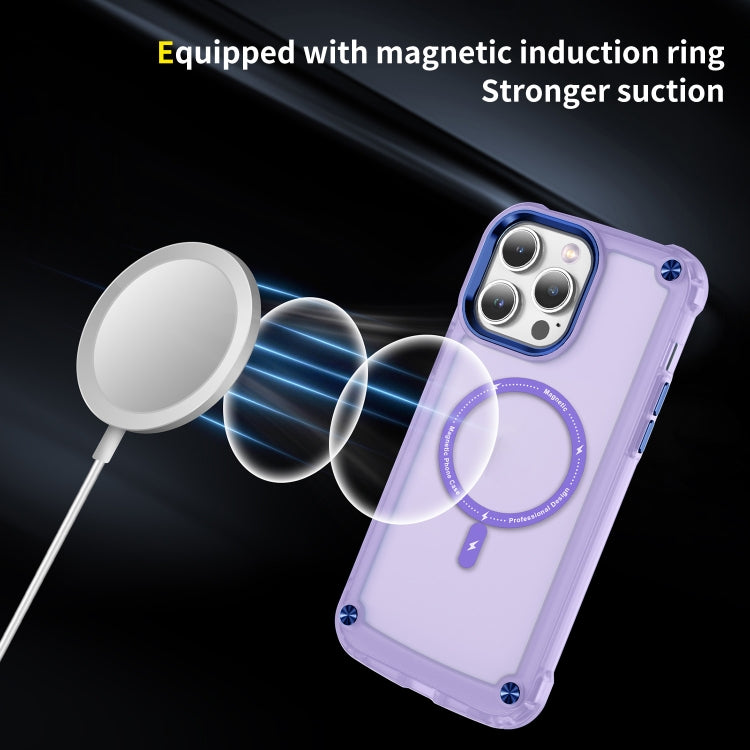 For iPhone 12 / 12 Pro Skin Feel TPU + PC MagSafe Magnetic Phone Case(Transparent Purple)