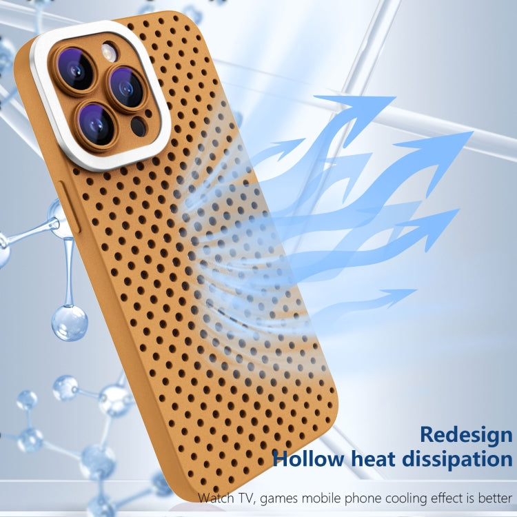 For iPhone 14 Plus Hollow Heat Dissipation TPU Phone Case(Brown)