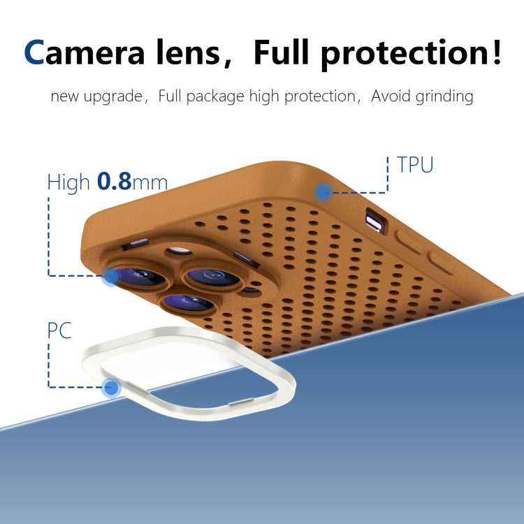 For iPhone 14 Plus Hollow Heat Dissipation TPU Phone Case(Brown)