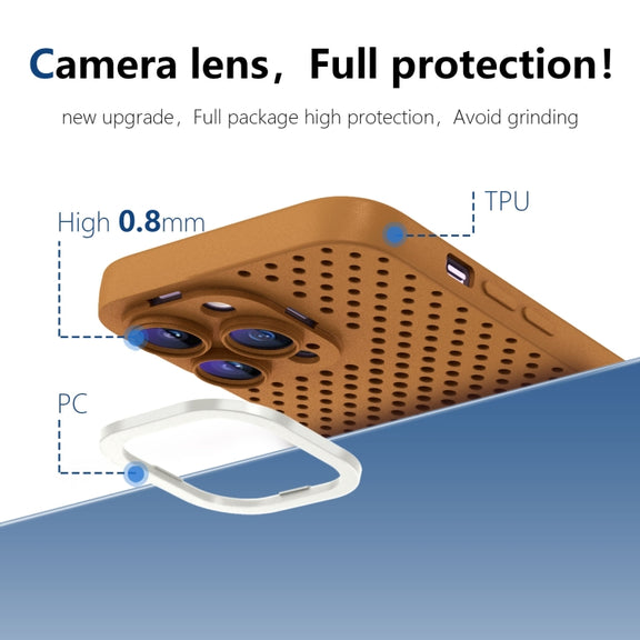 For iPhone 14 Plus Hollow Heat Dissipation TPU Phone Case(Brown)