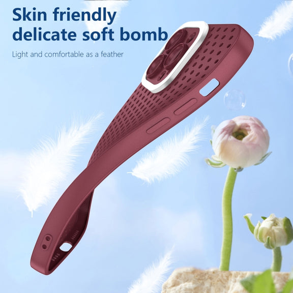 For iPhone 14 Hollow Heat Dissipation TPU Phone Case(Rose Red)