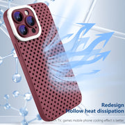 For iPhone 14 Hollow Heat Dissipation TPU Phone Case(Rose Red)