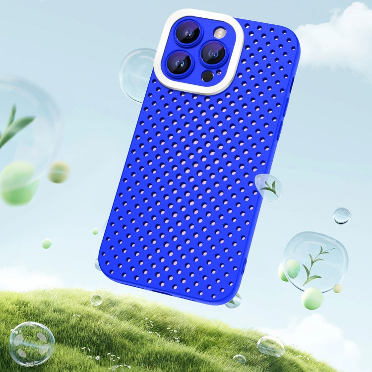 For iPhone 13 Pro Max Hollow Heat Dissipation TPU Phone Case(Blue)