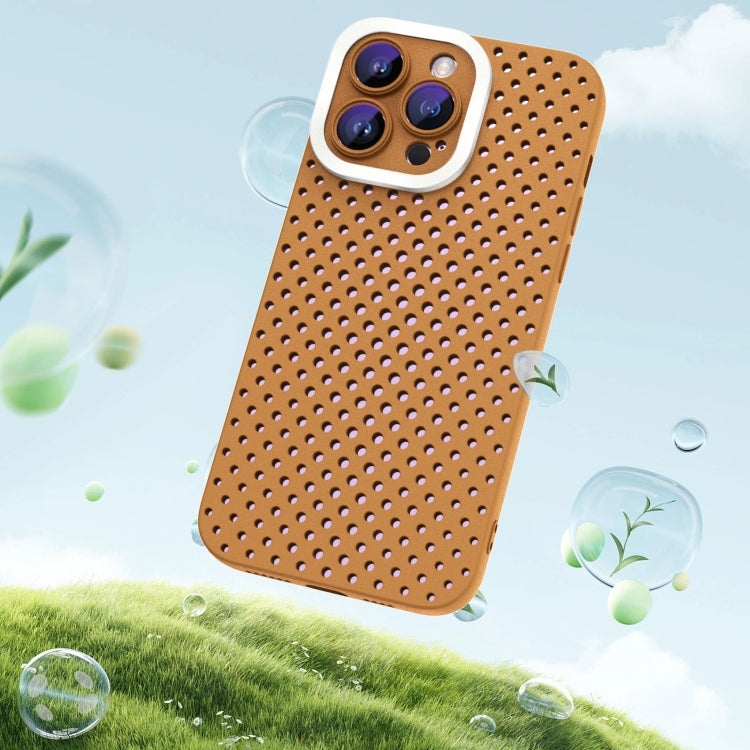 For iPhone 13 Pro Hollow Heat Dissipation TPU Phone Case(Brown)
