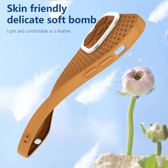 For iPhone 13 Hollow Heat Dissipation TPU Phone Case(Brown)