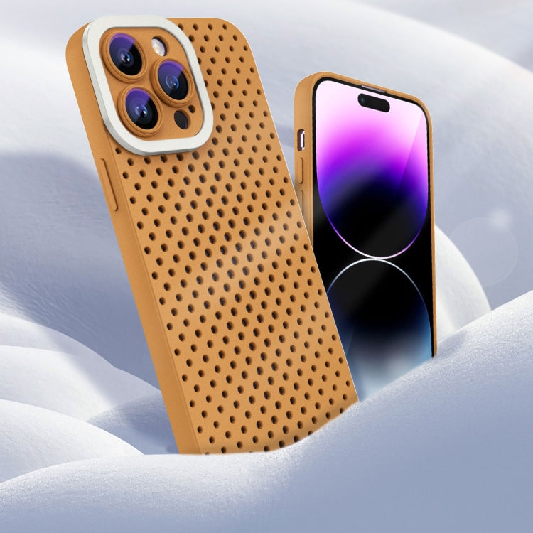 For iPhone 13 Hollow Heat Dissipation TPU Phone Case(Brown)