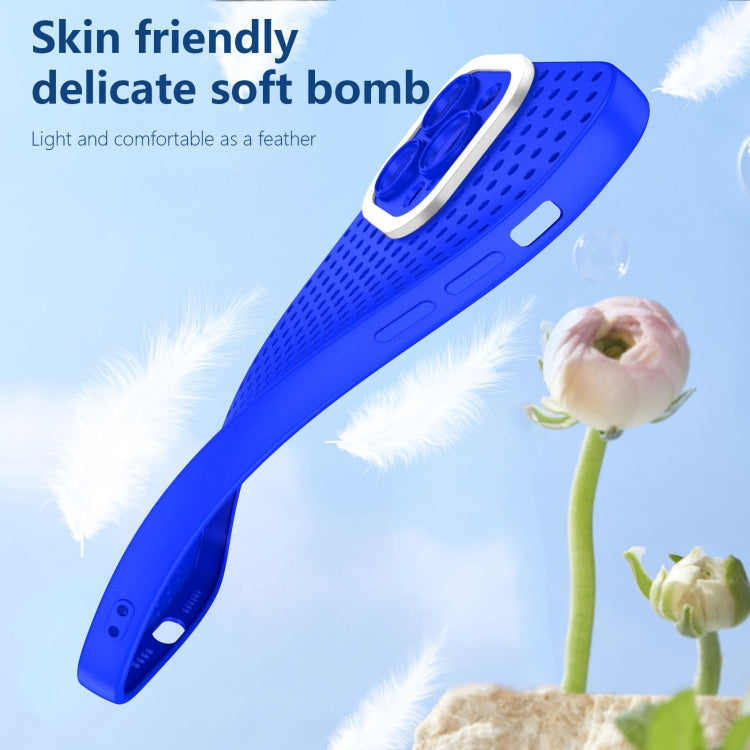 For iPhone 12 Hollow Heat Dissipation TPU Phone Case(Blue)