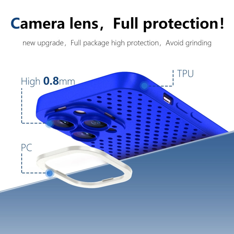 For iPhone 12 Hollow Heat Dissipation TPU Phone Case(Blue)