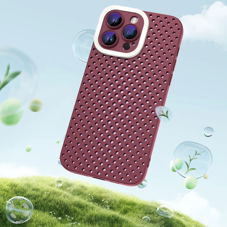 For iPhone 11 Pro Max Hollow Heat Dissipation TPU Phone Case(Rose Red)