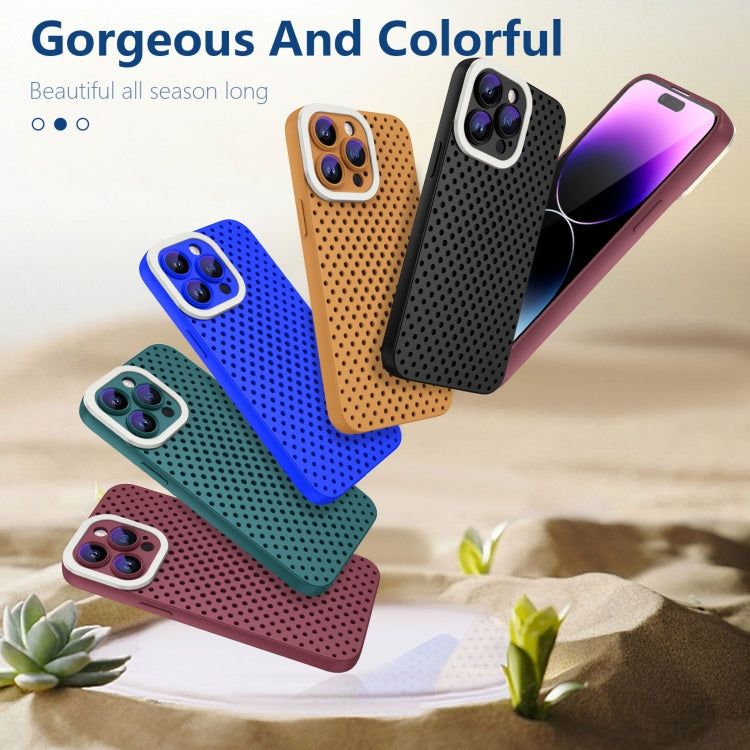 For iPhone 14 Plus Hollow Heat Dissipation TPU Phone Case(Brown)