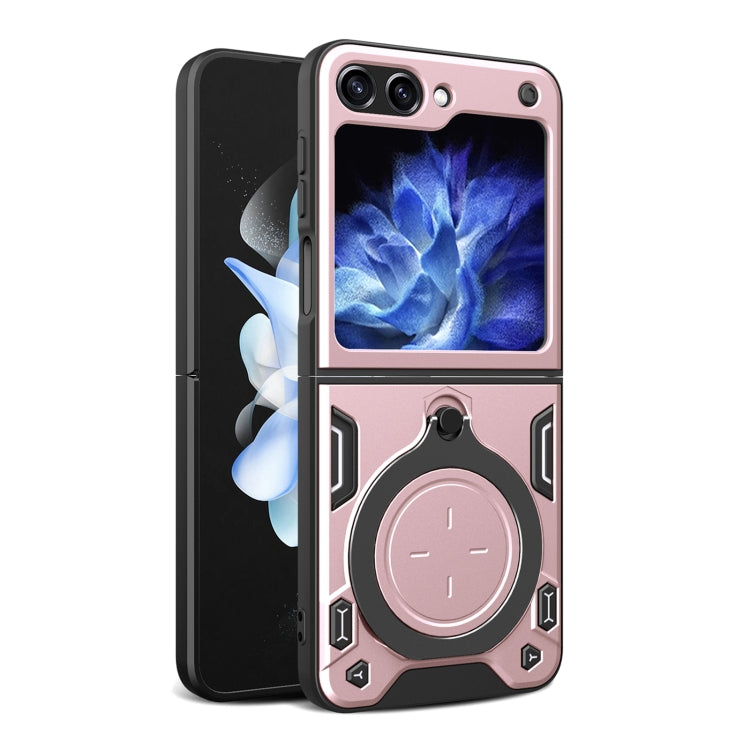 For Samsung Galaxy Z Flip5 CD Texture Magnetic Holder Phone Case(Pink)