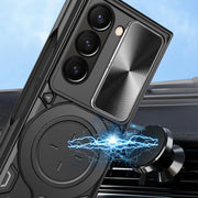 For Samsung Galaxy Z Fold5 CD Texture Sliding Camshield Magnetic Holder Phone Case(Blue)
