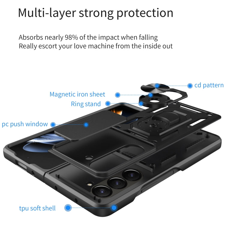 For Samsung Galaxy Z Fold5 Sliding Camera Cover Design TPU+PC Phone Case(Silver)