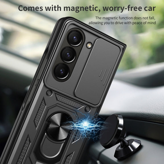 For Samsung Galaxy Z Fold5 Sliding Camera Cover Design TPU+PC Phone Case(Silver)