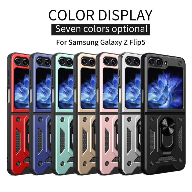 For Samsung Galaxy Z Flip5 Armor Magnetic Bracket TPU+PC Phone Case(Blue)