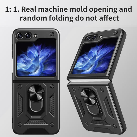 For Samsung Galaxy Z Flip5 Armor Magnetic Bracket TPU+PC Phone Case(Blue)